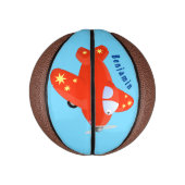 Niedliches rotes Flugzeug mit Cartoon Mini Basketball (Vertikal)
