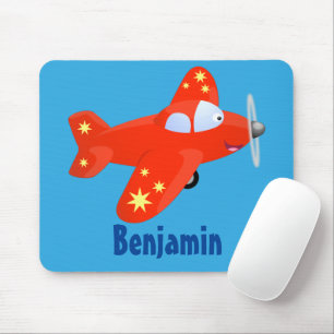 Niedliches rotes Flugzeug mit Cartoon Mousepad