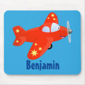 Niedliches rotes Flugzeug mit Cartoon Mousepad (Vorne)