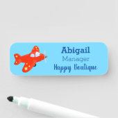 Niedliches rotes Flugzeug mit Cartoon Namensschild (Beispiel)