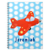 Niedliches rotes Flugzeug mit Cartoon Notizblock (Vorderseite)