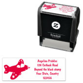 Niedliches rotes Flugzeug mit Cartoon Permastempel (Beispiel)