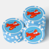 Niedliches rotes Flugzeug mit Cartoon Pokerchips (Stapel)