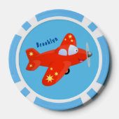 Niedliches rotes Flugzeug mit Cartoon Pokerchips (Rückseite)