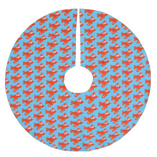 Niedliches rotes Flugzeug mit Cartoon Polyester Weihnachtsbaumdecke