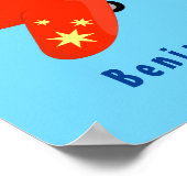 Niedliches rotes Flugzeug mit Cartoon Poster (Ecke)