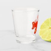 Niedliches rotes Flugzeug mit Cartoon Schnapsglas (Links)