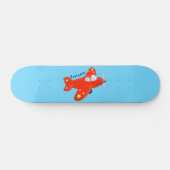Niedliches rotes Flugzeug mit Cartoon Skateboard (Horizontal)