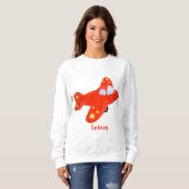 Niedliches rotes Flugzeug mit Cartoon Sweatshirt (Vorne ganz)