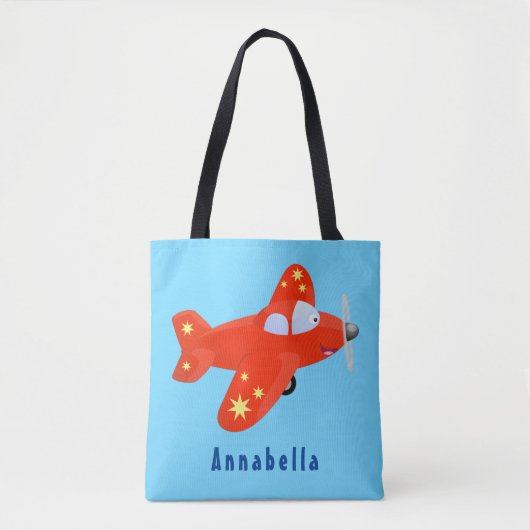 Niedliches rotes Flugzeug mit Cartoon Tasche (Vorderseite)