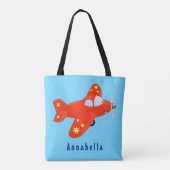 Niedliches rotes Flugzeug mit Cartoon Tasche (Rückseite)