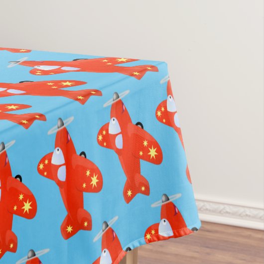 Niedliches rotes Flugzeug mit Cartoon Tischdecke (Beispiel)