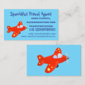 Niedliches rotes Flugzeug mit Cartoon Visitenkarte (Vorne/Hinten)