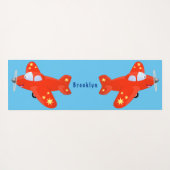 Niedliches rotes Flugzeug mit Cartoon Yogamatte (Rückseite (Horizontal))