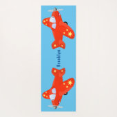 Niedliches rotes Flugzeug mit Cartoon Yogamatte (Rückseite)