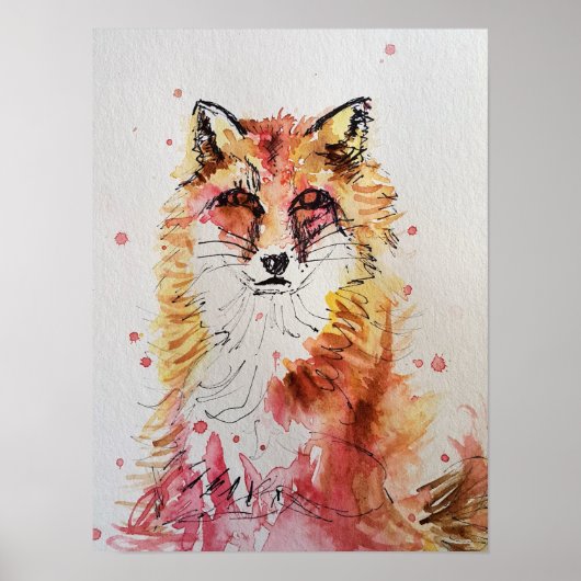 Niedliches rotes Fox Aquarellfarben-Poster Poster (Vorne)
