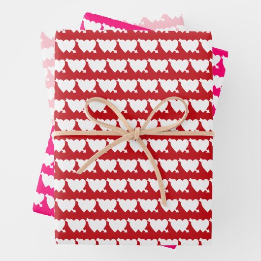 Niedliches rotes Fuchsienrosa Geschenkpapier Set (Beispiel)