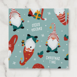 Niedliches Rotes Gelbes Elf Gnome Weihnachtsmuster Geschenkanhänger