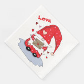 Niedliches Rotes Gnome mit dem HearPaper Napkins Serviette (Ecke)