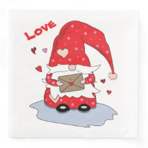 Niedliches Rotes Gnome mit dem HearPaper Napkins