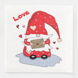 Niedliches Rotes Gnome mit dem HearPaper Napkins Serviette