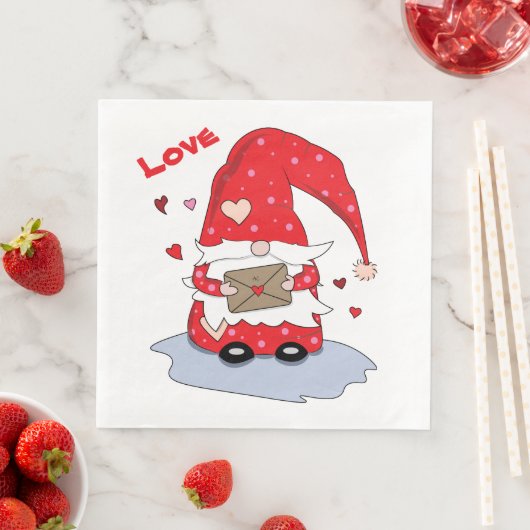 Niedliches Rotes Gnome mit dem HearPaper Napkins Serviette (Beispiel)