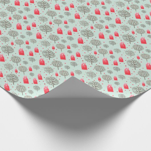 Niedliches rotes Hausmuster Meeresgrün oder benutz Geschenkpapier (Ecke)
