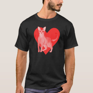 Niedliches Rotes Herz Bester Freund Abyssinian Cat T-Shirt