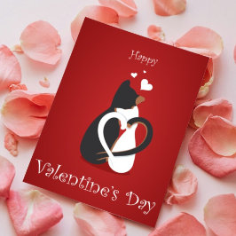Niedliches Rotes Herz Cat Happy Valentine Day Card Feiertagskarte