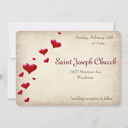 Niedliches Rotes Herz - Einladung zur Hochzeitsfei (Rückseite)