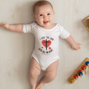 Niedliches Rotes Herz Kreuz Christliche Verse Baby Strampler