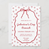 Niedliches Rotes Herz mit Bow Galentine's Day Part Einladung (Vorderseite)