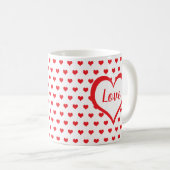 Niedliches Rotes Herz mit Monogramm des Roten und Kaffeetasse (VorderseiteRechts)