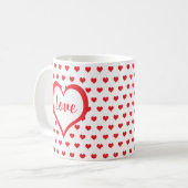 Niedliches Rotes Herz mit Monogramm des Roten und Kaffeetasse (Vorderseite Links)