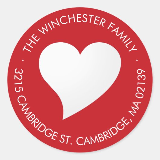 Niedliches Rotes Herz Moderne Rücksendeadresse Runder Aufkleber (Vorderseite)