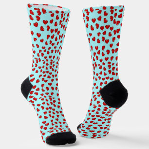 Niedliches Rotes Herz-Muster auf Blue Socken