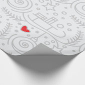 Niedliches Rotes Herz Whimsikaler Weihnachtsfeiert Geschenkpapier (Ecke)