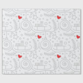 Niedliches Rotes Herz Whimsikaler Weihnachtsfeiert Geschenkpapier (Flach)