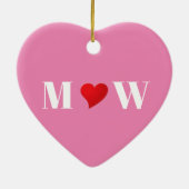 Niedliches rotes Herzklopfchen, Monogramm Keramik Ornament (Hinten)