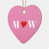 Niedliches rotes Herzklopfchen, Monogramm Keramik Ornament (Links)