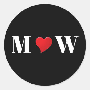 Niedliches rotes Herzklopfpaar Initialen Monogramm Runder Aufkleber