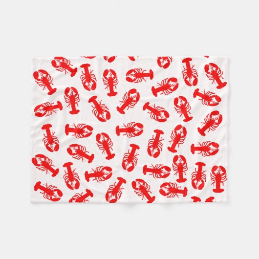 Niedliches rotes Hummer-Tier-Muster Fleecedecke (Vorderseite (Horizontal))