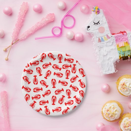 Niedliches rotes Hummer-Tier-Muster Pappteller (Party)