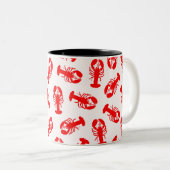 Niedliches rotes Hummer-Tier-Muster Zweifarbige Tasse (VorderseiteRechts)