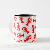 Niedliches rotes Hummer-Tier-Muster Zweifarbige Tasse (Vorderseite Links)
