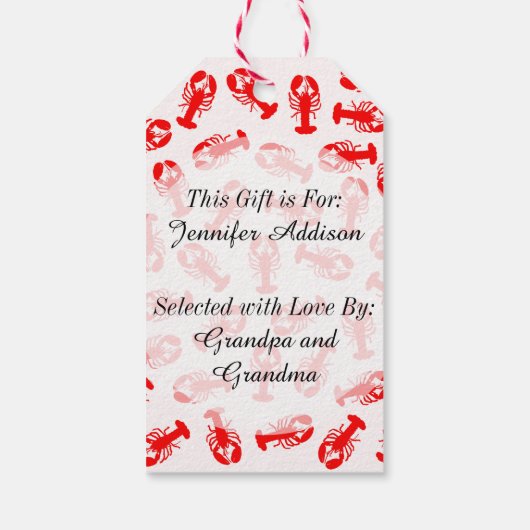 Niedliches rotes Hummermuster Geschenkanhänger (Rückseite)