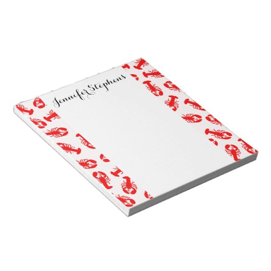 Niedliches rotes Hummermuster Notizblock (angewinkelt)