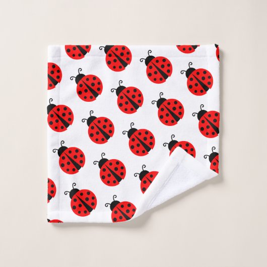 Niedliches, rotes Ladybug-Muster Badetuch Set (Waschlappen)