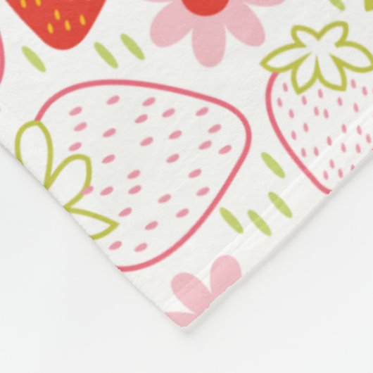 Niedliches rotes Monogramm Floral-Erdbeermuster Fleecedecke (Ecke)