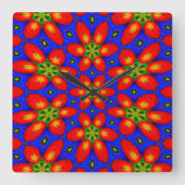 Niedliches rotes Muster Quadratische Wanduhr (Vorderseite)